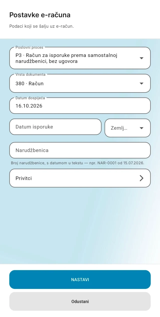 Postavke e-računa