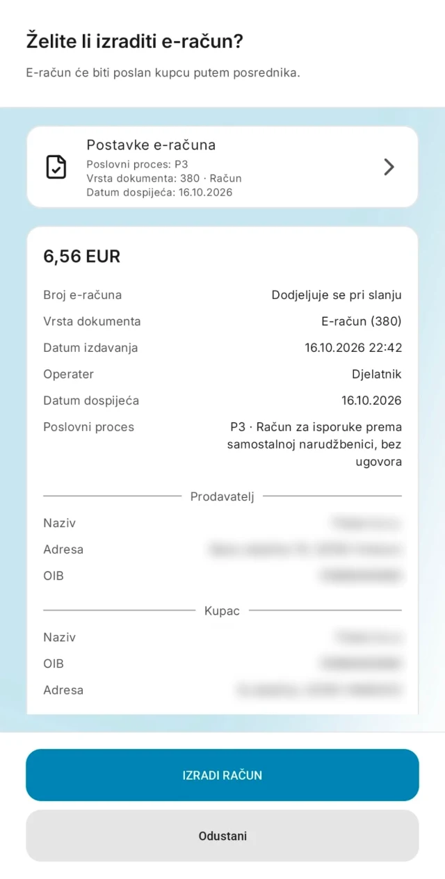 Pregled podataka prije izrade e-računa